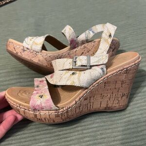 B.O.C. Floral cork heels. Size 6